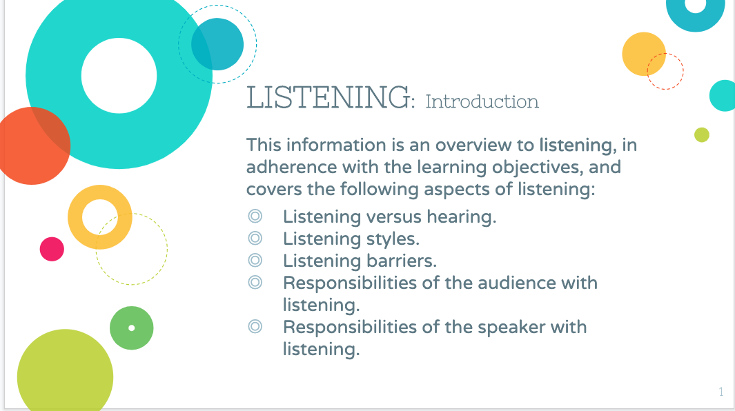 Sample Slide from Listening PowerPoint Presentation