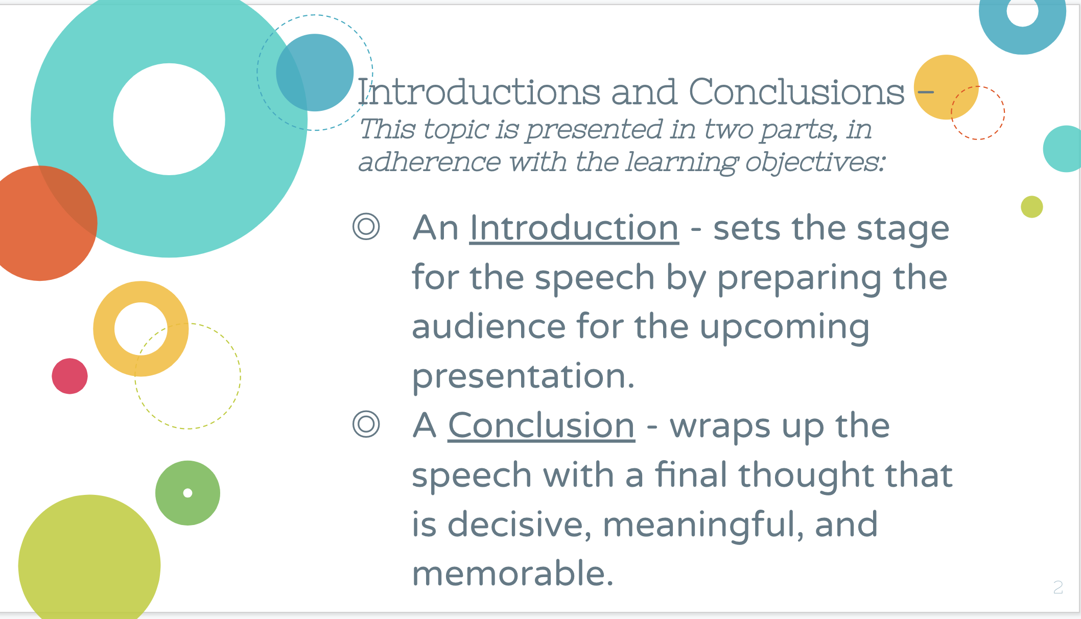 Sample Slide from Introductions and Conclusions PowerPoint